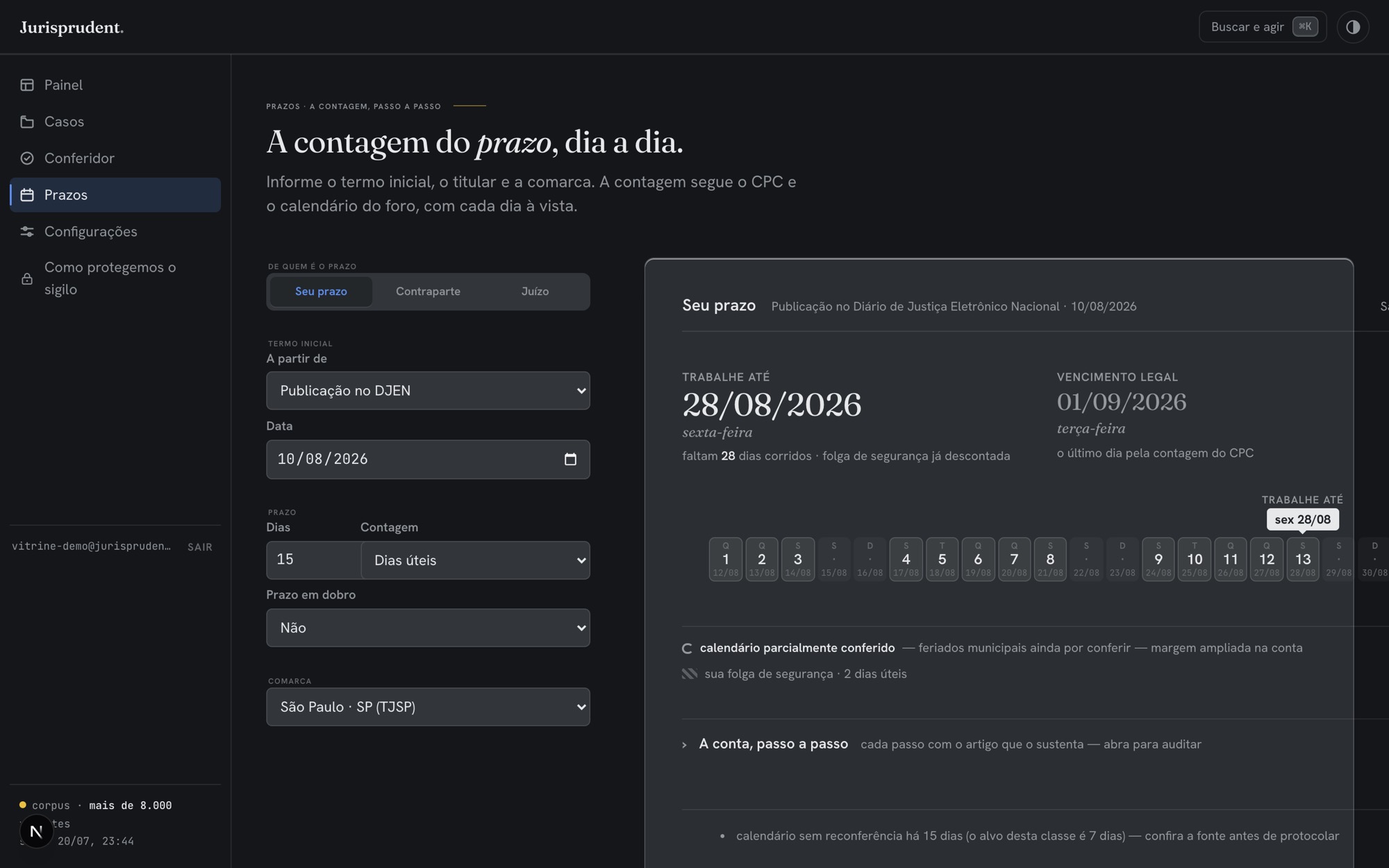 O prazo com o calendário certo